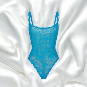 SKIMS blue lace XL thong bodysuit lingerie